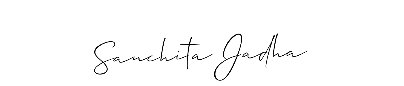 Make a short Sanchita Jadha signature style. Manage your documents anywhere anytime using Allison_Script. Create and add eSignatures, submit forms, share and send files easily. Sanchita Jadha signature style 2 images and pictures png