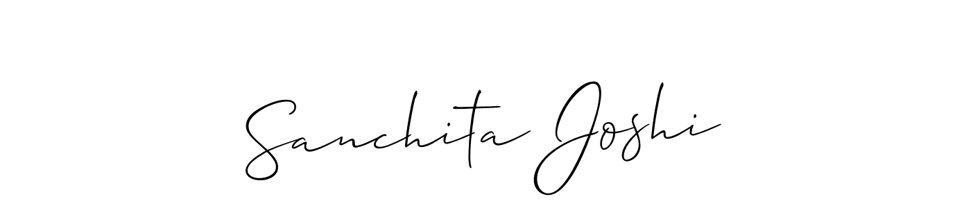 The best way (Allison_Script) to make a short signature is to pick only two or three words in your name. The name Sanchita Joshi include a total of six letters. For converting this name. Sanchita Joshi signature style 2 images and pictures png