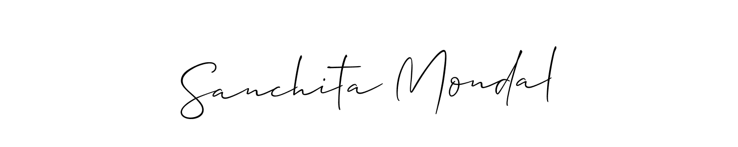 How to make Sanchita Mondal name signature. Use Allison_Script style for creating short signs online. This is the latest handwritten sign. Sanchita Mondal signature style 2 images and pictures png