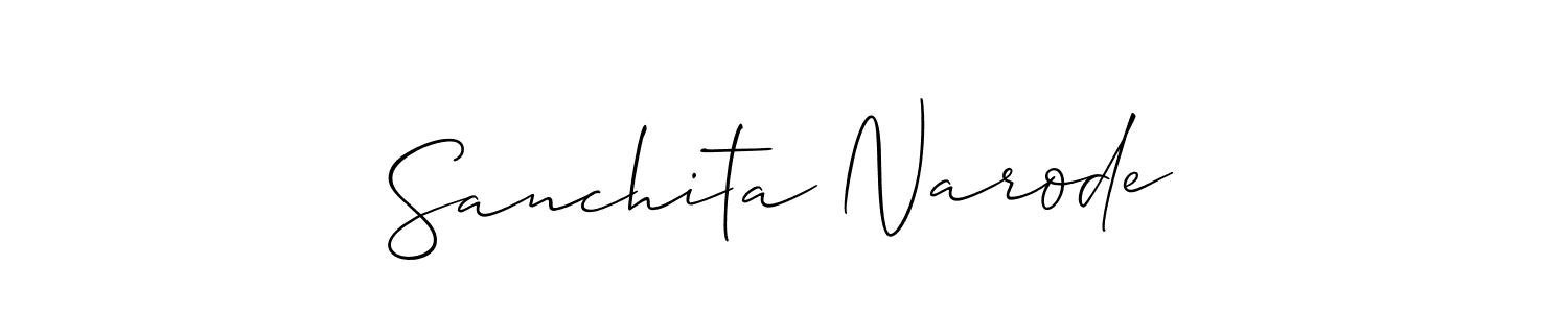 Design your own signature with our free online signature maker. With this signature software, you can create a handwritten (Allison_Script) signature for name Sanchita Narode. Sanchita Narode signature style 2 images and pictures png