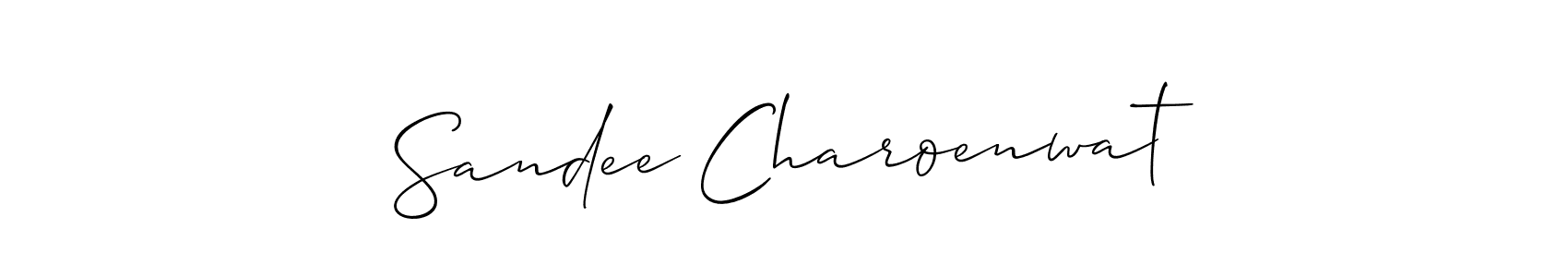Create a beautiful signature design for name Sandee Charoenwat. With this signature (Allison_Script) fonts, you can make a handwritten signature for free. Sandee Charoenwat signature style 2 images and pictures png