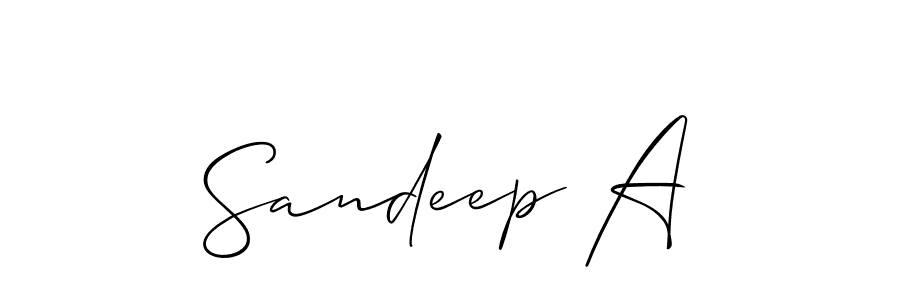 The best way (Allison_Script) to make a short signature is to pick only two or three words in your name. The name Sandeep A include a total of six letters. For converting this name. Sandeep A signature style 2 images and pictures png