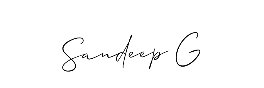 Sandeep G stylish signature style. Best Handwritten Sign (Allison_Script) for my name. Handwritten Signature Collection Ideas for my name Sandeep G. Sandeep G signature style 2 images and pictures png