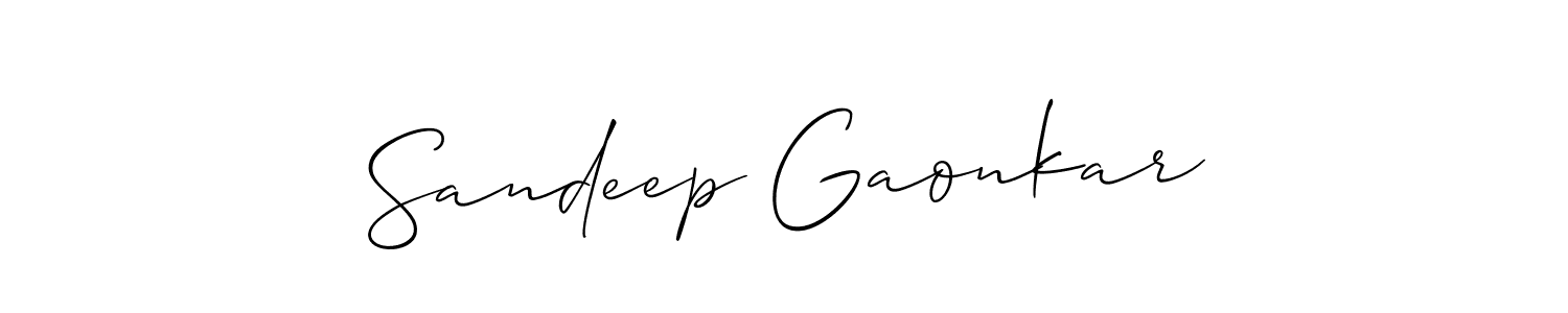 Make a beautiful signature design for name Sandeep Gaonkar. With this signature (Allison_Script) style, you can create a handwritten signature for free. Sandeep Gaonkar signature style 2 images and pictures png