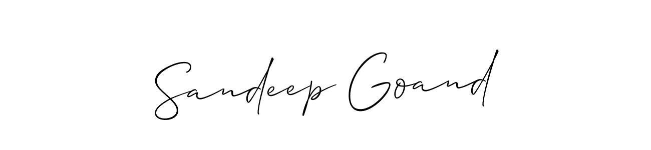 Create a beautiful signature design for name Sandeep Goand. With this signature (Allison_Script) fonts, you can make a handwritten signature for free. Sandeep Goand signature style 2 images and pictures png