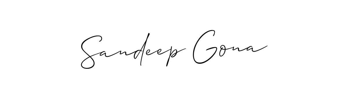 It looks lik you need a new signature style for name Sandeep Gona. Design unique handwritten (Allison_Script) signature with our free signature maker in just a few clicks. Sandeep Gona signature style 2 images and pictures png