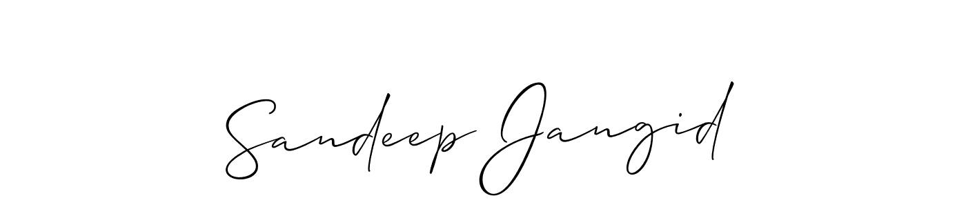 Use a signature maker to create a handwritten signature online. With this signature software, you can design (Allison_Script) your own signature for name Sandeep Jangid. Sandeep Jangid signature style 2 images and pictures png