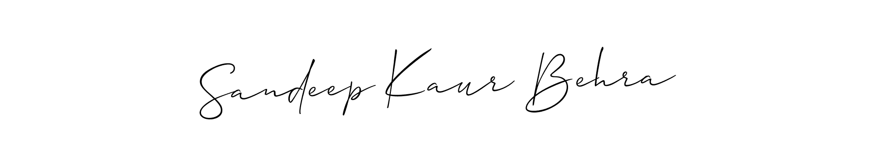 Allison_Script is a professional signature style that is perfect for those who want to add a touch of class to their signature. It is also a great choice for those who want to make their signature more unique. Get Sandeep Kaur Behra name to fancy signature for free. Sandeep Kaur Behra signature style 2 images and pictures png