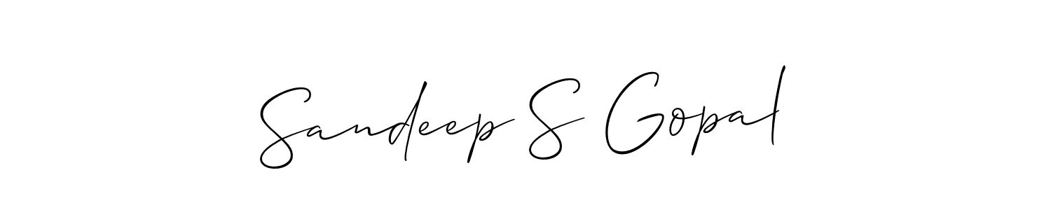 The best way (Allison_Script) to make a short signature is to pick only two or three words in your name. The name Sandeep S Gopal include a total of six letters. For converting this name. Sandeep S Gopal signature style 2 images and pictures png