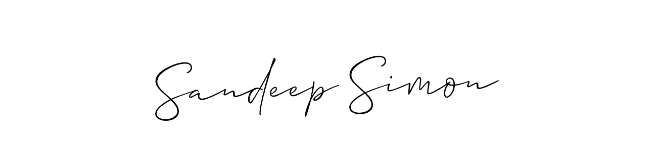 Make a beautiful signature design for name Sandeep Simon. With this signature (Allison_Script) style, you can create a handwritten signature for free. Sandeep Simon signature style 2 images and pictures png