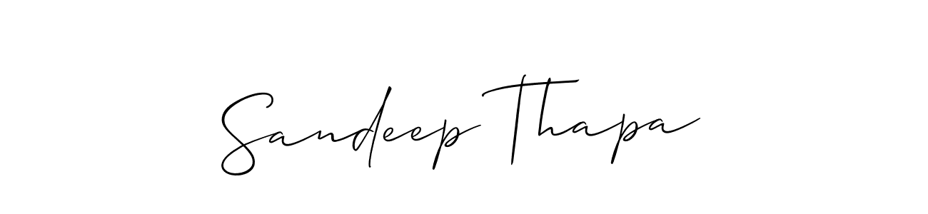 You should practise on your own different ways (Allison_Script) to write your name (Sandeep Thapa) in signature. don't let someone else do it for you. Sandeep Thapa signature style 2 images and pictures png