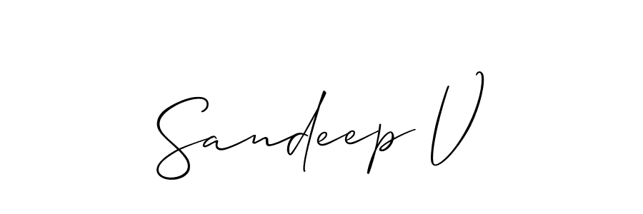 Also we have Sandeep V name is the best signature style. Create professional handwritten signature collection using Allison_Script autograph style. Sandeep V signature style 2 images and pictures png