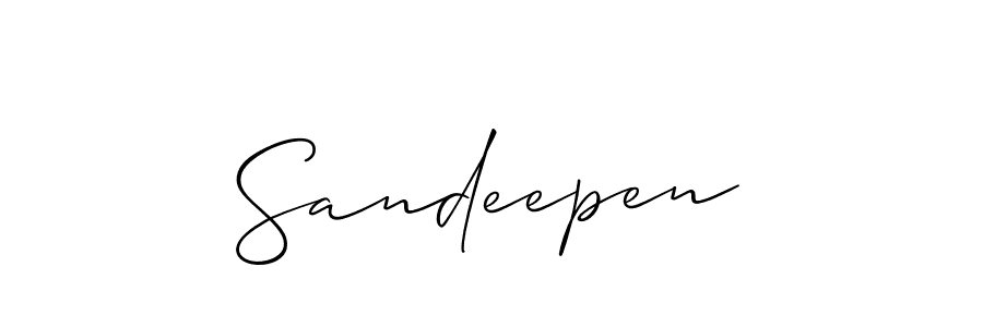 Create a beautiful signature design for name Sandeepen. With this signature (Allison_Script) fonts, you can make a handwritten signature for free. Sandeepen signature style 2 images and pictures png