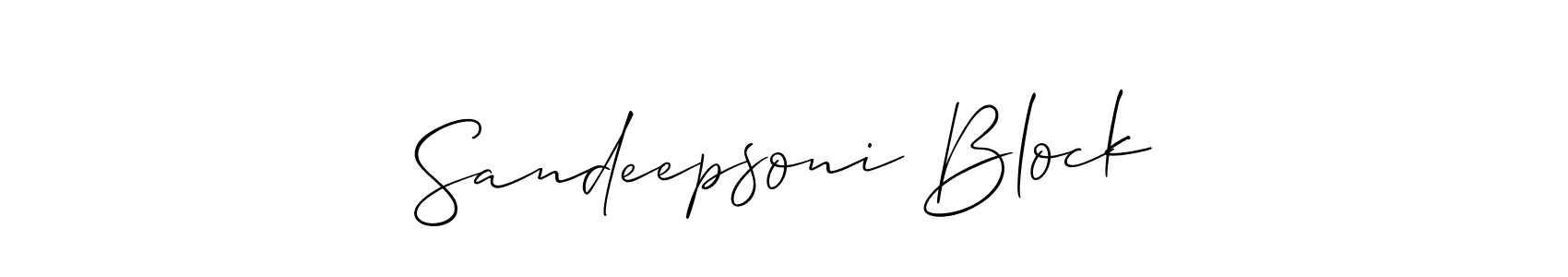 if you are searching for the best signature style for your name Sandeepsoni Block. so please give up your signature search. here we have designed multiple signature styles  using Allison_Script. Sandeepsoni Block signature style 2 images and pictures png