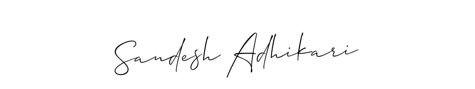 Also You can easily find your signature by using the search form. We will create Sandesh Adhikari name handwritten signature images for you free of cost using Allison_Script sign style. Sandesh Adhikari signature style 2 images and pictures png