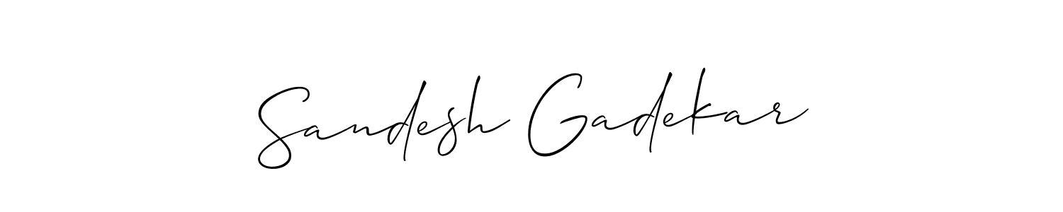 Also You can easily find your signature by using the search form. We will create Sandesh Gadekar name handwritten signature images for you free of cost using Allison_Script sign style. Sandesh Gadekar signature style 2 images and pictures png