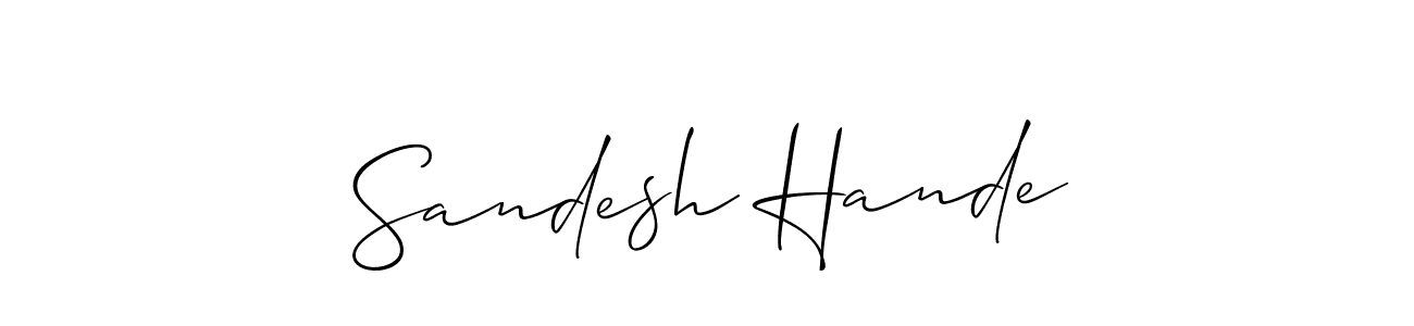 Similarly Allison_Script is the best handwritten signature design. Signature creator online .You can use it as an online autograph creator for name Sandesh Hande. Sandesh Hande signature style 2 images and pictures png