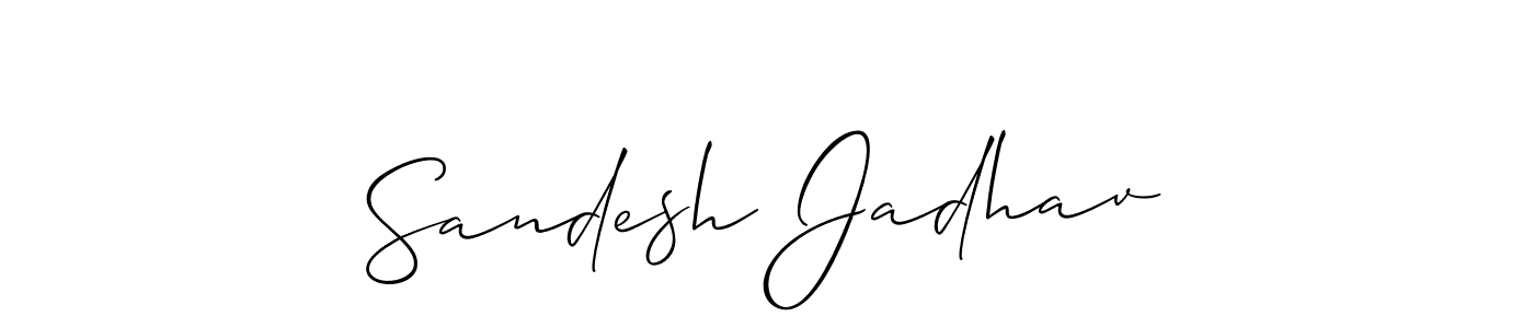 This is the best signature style for the Sandesh Jadhav name. Also you like these signature font (Allison_Script). Mix name signature. Sandesh Jadhav signature style 2 images and pictures png