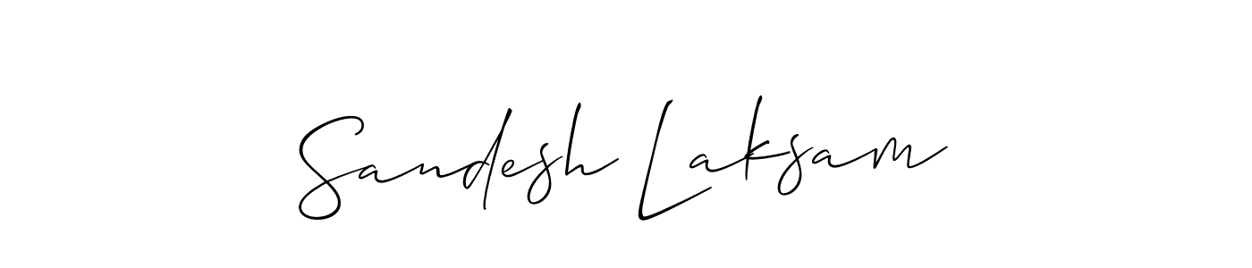 Create a beautiful signature design for name Sandesh Laksam. With this signature (Allison_Script) fonts, you can make a handwritten signature for free. Sandesh Laksam signature style 2 images and pictures png