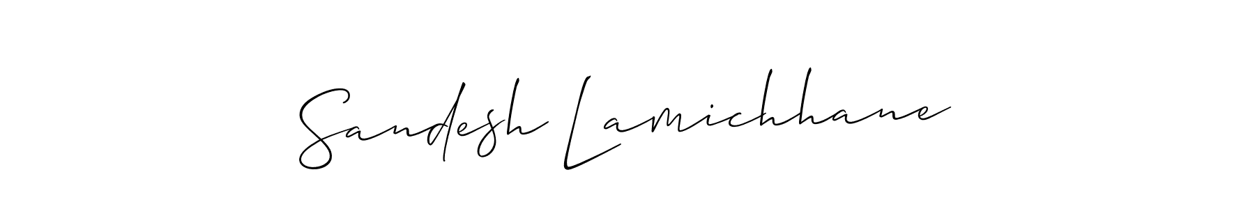 Allison_Script is a professional signature style that is perfect for those who want to add a touch of class to their signature. It is also a great choice for those who want to make their signature more unique. Get Sandesh Lamichhane name to fancy signature for free. Sandesh Lamichhane signature style 2 images and pictures png