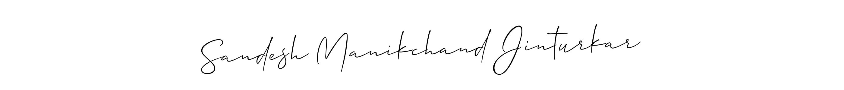 The best way (Allison_Script) to make a short signature is to pick only two or three words in your name. The name Sandesh Manikchand Jinturkar include a total of six letters. For converting this name. Sandesh Manikchand Jinturkar signature style 2 images and pictures png