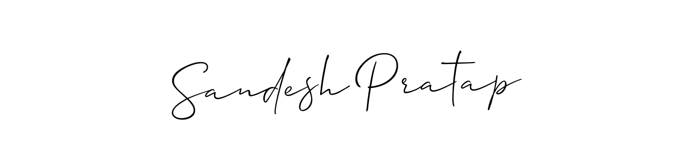 Allison_Script is a professional signature style that is perfect for those who want to add a touch of class to their signature. It is also a great choice for those who want to make their signature more unique. Get Sandesh Pratap name to fancy signature for free. Sandesh Pratap signature style 2 images and pictures png