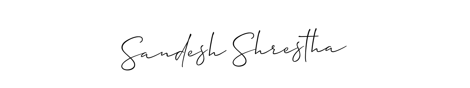 You should practise on your own different ways (Allison_Script) to write your name (Sandesh Shrestha) in signature. don't let someone else do it for you. Sandesh Shrestha signature style 2 images and pictures png