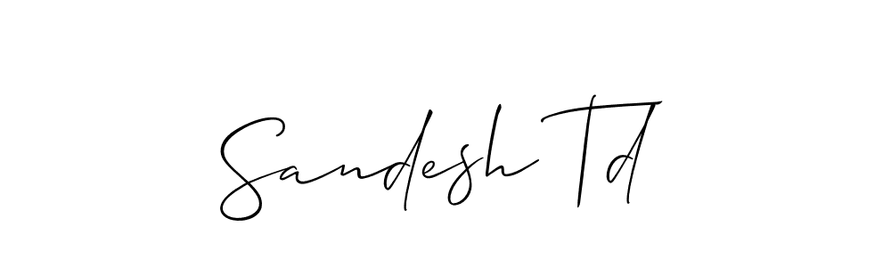 Allison_Script is a professional signature style that is perfect for those who want to add a touch of class to their signature. It is also a great choice for those who want to make their signature more unique. Get Sandesh Td name to fancy signature for free. Sandesh Td signature style 2 images and pictures png