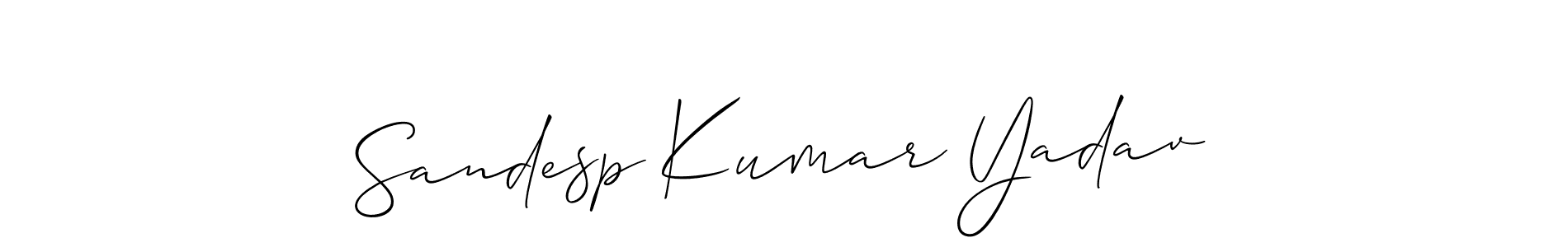 Also You can easily find your signature by using the search form. We will create Sandesp Kumar Yadav name handwritten signature images for you free of cost using Allison_Script sign style. Sandesp Kumar Yadav signature style 2 images and pictures png