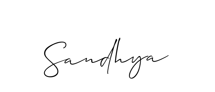 Create a beautiful signature design for name Sandhya. With this signature (Allison_Script) fonts, you can make a handwritten signature for free. Sandhya signature style 2 images and pictures png