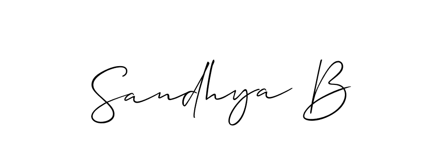 Make a beautiful signature design for name Sandhya B. With this signature (Allison_Script) style, you can create a handwritten signature for free. Sandhya B signature style 2 images and pictures png