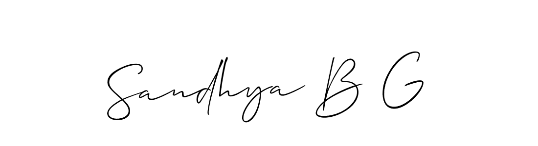 Also You can easily find your signature by using the search form. We will create Sandhya B G name handwritten signature images for you free of cost using Allison_Script sign style. Sandhya B G signature style 2 images and pictures png