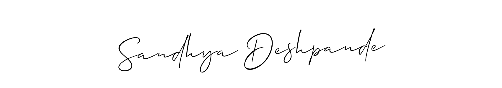 Create a beautiful signature design for name Sandhya Deshpande. With this signature (Allison_Script) fonts, you can make a handwritten signature for free. Sandhya Deshpande signature style 2 images and pictures png