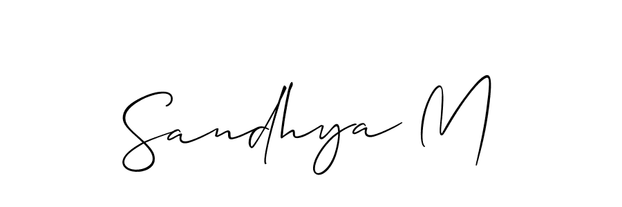 The best way (Allison_Script) to make a short signature is to pick only two or three words in your name. The name Sandhya M include a total of six letters. For converting this name. Sandhya M signature style 2 images and pictures png