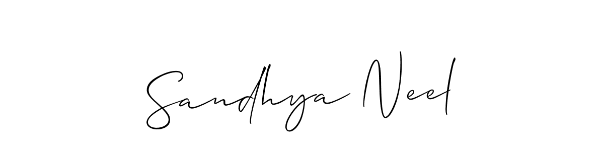 Make a beautiful signature design for name Sandhya Neel. With this signature (Allison_Script) style, you can create a handwritten signature for free. Sandhya Neel signature style 2 images and pictures png