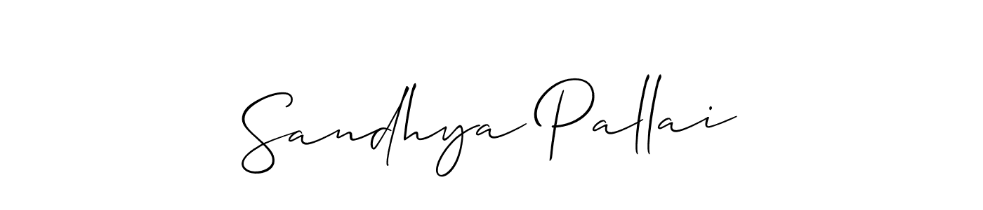 Allison_Script is a professional signature style that is perfect for those who want to add a touch of class to their signature. It is also a great choice for those who want to make their signature more unique. Get Sandhya Pallai name to fancy signature for free. Sandhya Pallai signature style 2 images and pictures png