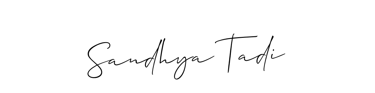 How to make Sandhya Tadi name signature. Use Allison_Script style for creating short signs online. This is the latest handwritten sign. Sandhya Tadi signature style 2 images and pictures png