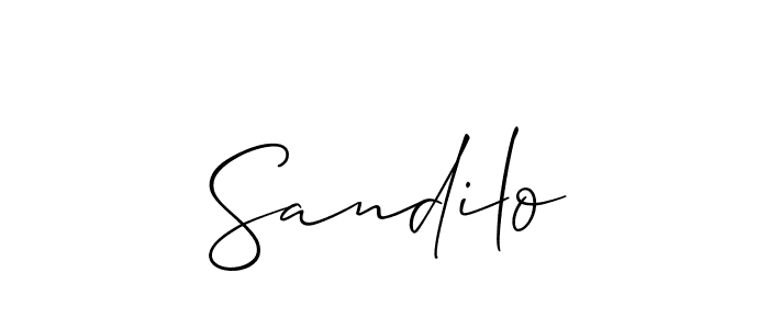Use a signature maker to create a handwritten signature online. With this signature software, you can design (Allison_Script) your own signature for name Sandilo. Sandilo signature style 2 images and pictures png