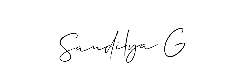 Create a beautiful signature design for name Sandilya G. With this signature (Allison_Script) fonts, you can make a handwritten signature for free. Sandilya G signature style 2 images and pictures png