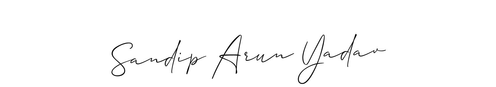 Make a beautiful signature design for name Sandip Arun Yadav. With this signature (Allison_Script) style, you can create a handwritten signature for free. Sandip Arun Yadav signature style 2 images and pictures png