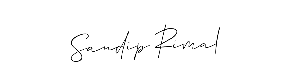 Use a signature maker to create a handwritten signature online. With this signature software, you can design (Allison_Script) your own signature for name Sandip Rimal. Sandip Rimal signature style 2 images and pictures png