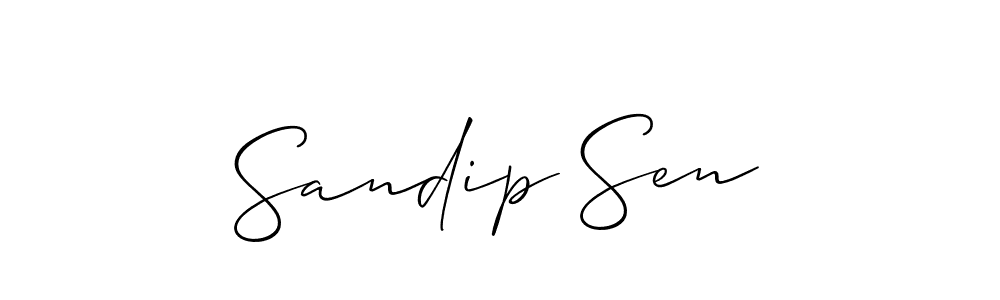 Make a beautiful signature design for name Sandip Sen. With this signature (Allison_Script) style, you can create a handwritten signature for free. Sandip Sen signature style 2 images and pictures png