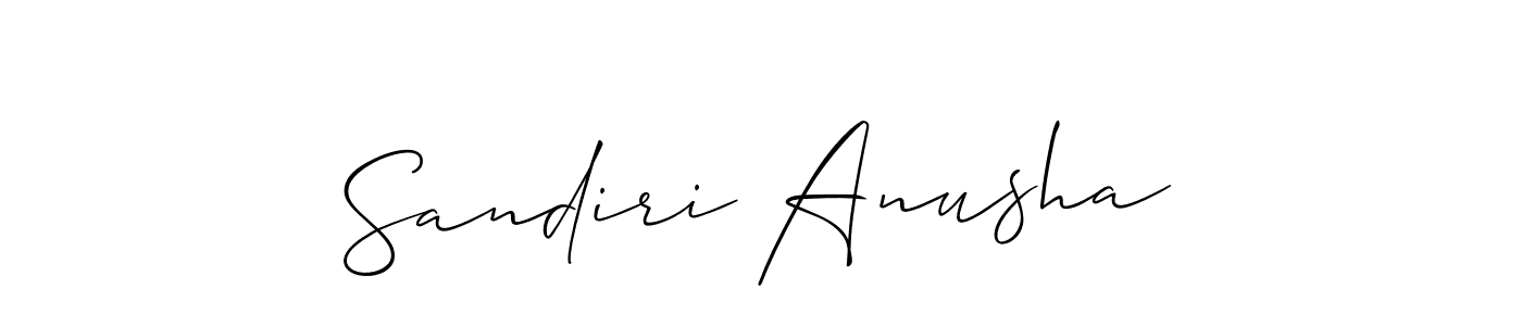 Make a short Sandiri Anusha signature style. Manage your documents anywhere anytime using Allison_Script. Create and add eSignatures, submit forms, share and send files easily. Sandiri Anusha signature style 2 images and pictures png