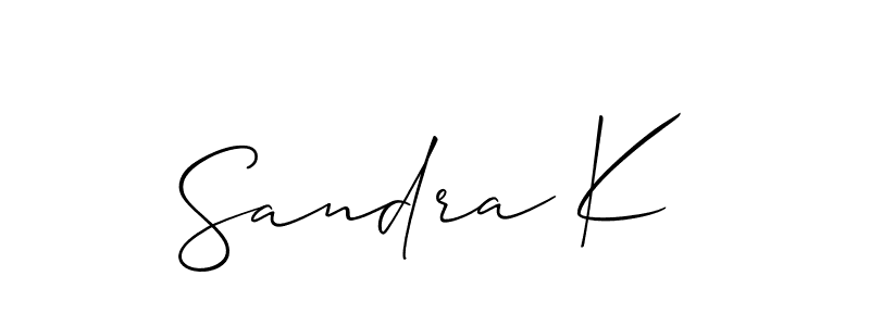 Use a signature maker to create a handwritten signature online. With this signature software, you can design (Allison_Script) your own signature for name Sandra K. Sandra K signature style 2 images and pictures png