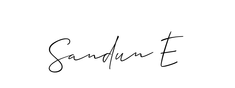 How to Draw Sandun E signature style? Allison_Script is a latest design signature styles for name Sandun E. Sandun E signature style 2 images and pictures png