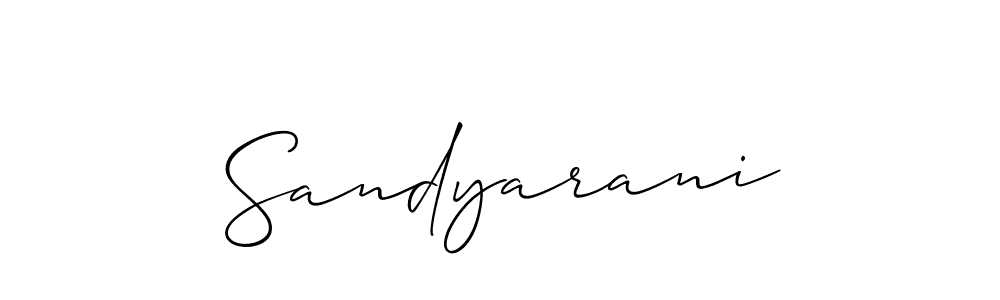 Create a beautiful signature design for name Sandyarani. With this signature (Allison_Script) fonts, you can make a handwritten signature for free. Sandyarani signature style 2 images and pictures png