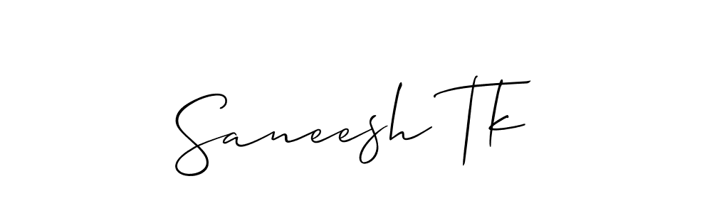 The best way (Allison_Script) to make a short signature is to pick only two or three words in your name. The name Saneesh Tk include a total of six letters. For converting this name. Saneesh Tk signature style 2 images and pictures png