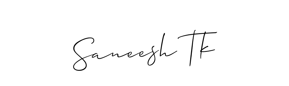 The best way (Allison_Script) to make a short signature is to pick only two or three words in your name. The name Saneesh Tk include a total of six letters. For converting this name. Saneesh Tk signature style 2 images and pictures png