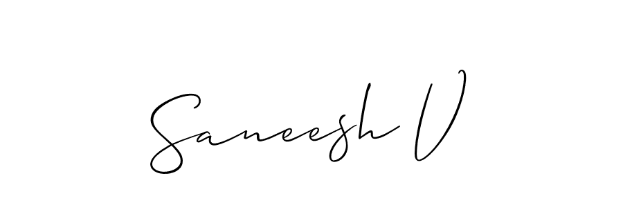 How to make Saneesh V signature? Allison_Script is a professional autograph style. Create handwritten signature for Saneesh V name. Saneesh V signature style 2 images and pictures png