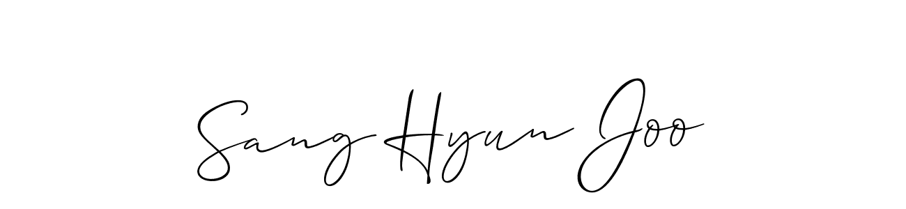 How to make Sang Hyun Joo name signature. Use Allison_Script style for creating short signs online. This is the latest handwritten sign. Sang Hyun Joo signature style 2 images and pictures png